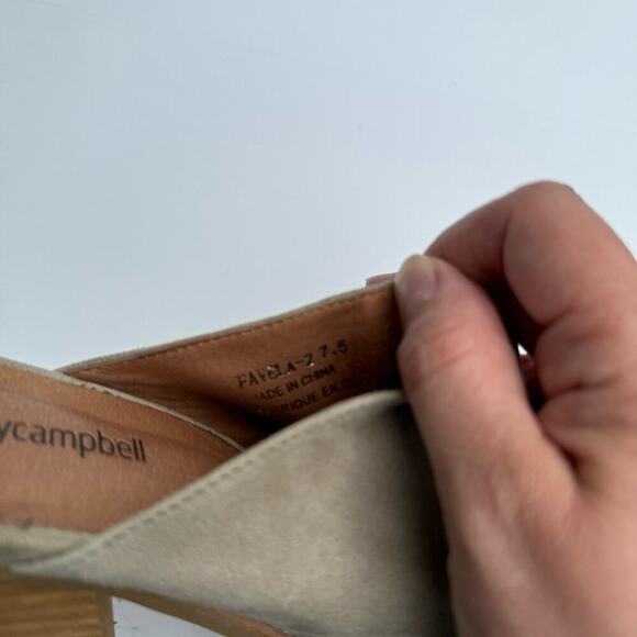 Jeffrey Campbell Favela pointy toe western style stack heeled mule tan/grey - Picture 9 of 11